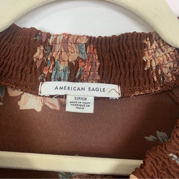 American Eagle Drop Waist Mini Dress Brown Floral Print Size Small - Picture 2 of 10